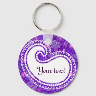 Violet paisley keychain