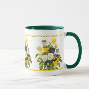 Violet Pansy Botanique Floral Art Café Mug
