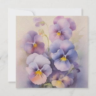 Violet Pansy Watercolor Style Thinking of You Card