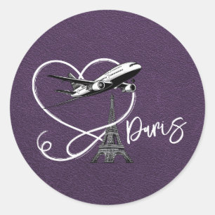 Violet Paris Passport  Classic Round Sticker