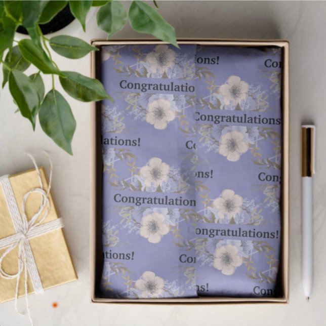  Violet & Pastel Roses Custom  Tissue Paper (Pastel lavender background with wild rose pattern and template text. )