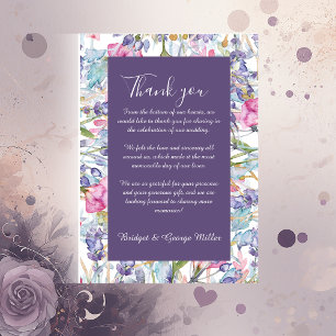 violet pastel wildflower greenery wedding  thank you card