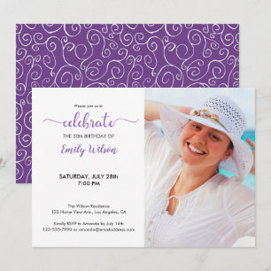 Violet Pattern 30th Birthday Photo Invitation