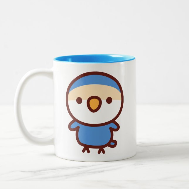Violet Peach-faced lovebird Two-Tone Coffee Mug (Left)
