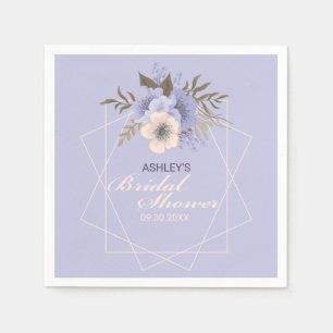 Violet Peach Pastel Geometric Roses Bridal Shower Napkin