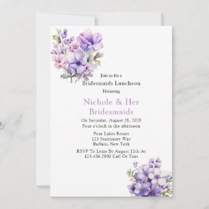 Violet Peony And Roses Bridesmaids Luncheon Invitation