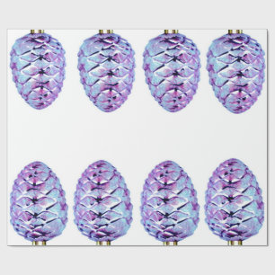 Violet Pinecones Wrapping Paper