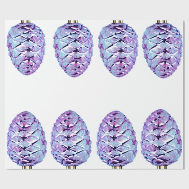Violet Pinecones Wrapping Paper (Flat)
