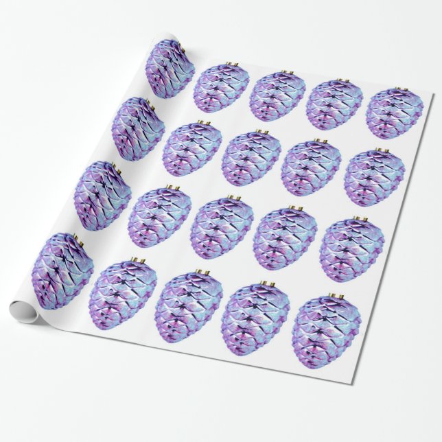 Violet Pinecones Wrapping Paper (Unrolled)