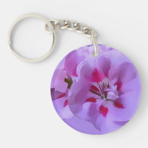 Violet Pink Abstract Hibiscus Flower Keychain