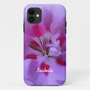 Violet Pink Abstract Hibiscus Flower Personalized iPhone 11 Case