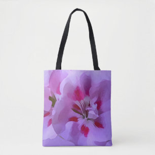 Violet Pink Abstract Hibiscus Flower Tote Bag