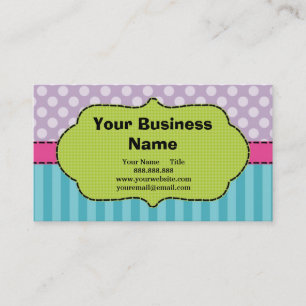 Violet, Pink, Blue, Polka Dots and Stripes. Business Card