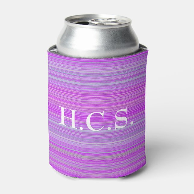 Violet Pink Can Cooler with Initials  HAMbyWG (Can Front)