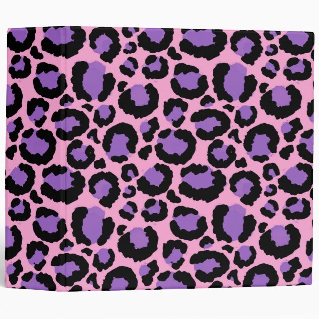 Violet Pink Cheetah Leopard Pattern Animal Lover Binder (Front/Spine)