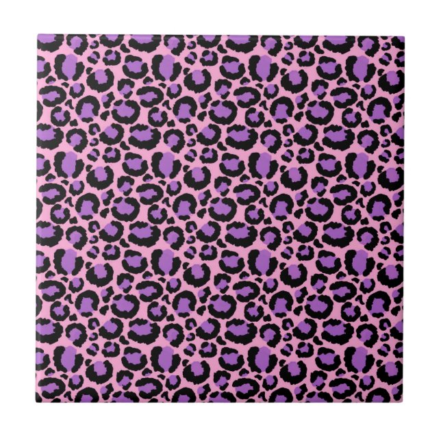 Violet Pink Cheetah Leopard Pattern Animal Lover Tile (Front)