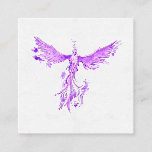 *~*  VIOLET PINK Feathers Phoenix Rising Ashes Square Business Card (Front)