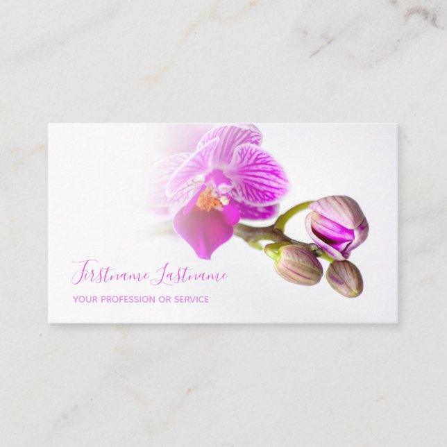 Violet pink orchid flower vanishes to white! business card (Front)