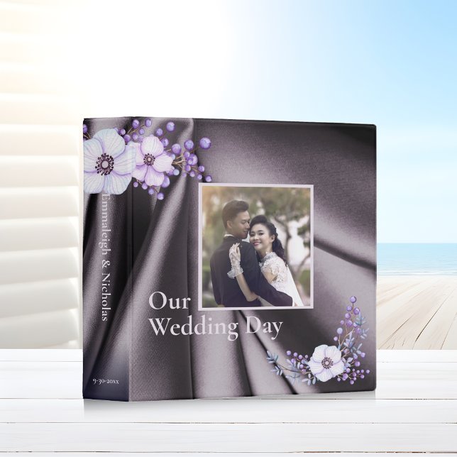 Violet Plum Floral Photo Wedding Scrapbook Album Binder (Creator Uploaded)