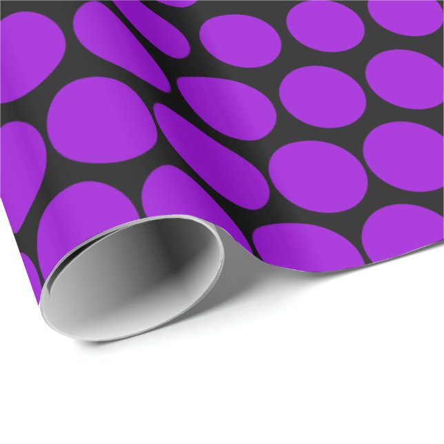 Violet Polka Dot Modern Black Wrapping Paper (Roll Corner)