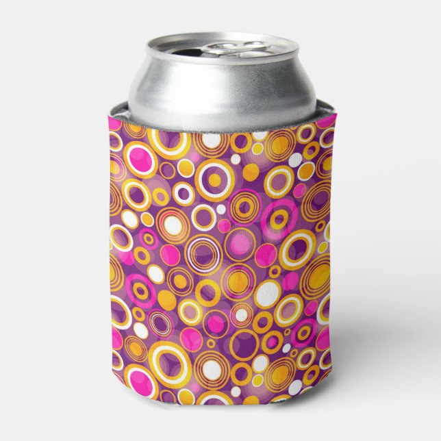 Violet Polka Dot Pattern Can Cooler (Can Front)