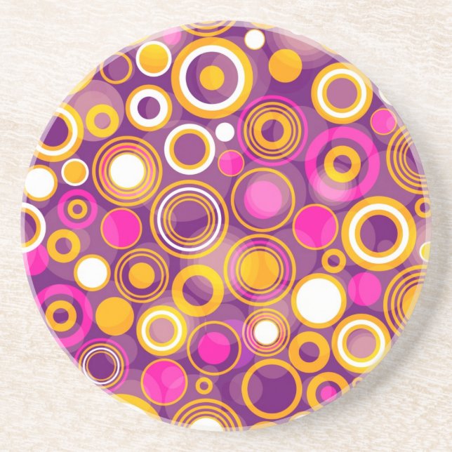 Violet Polka Dot Pattern Coaster (Front)
