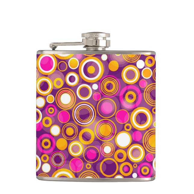 Violet Polka Dot Pattern Hip Flask (Front)