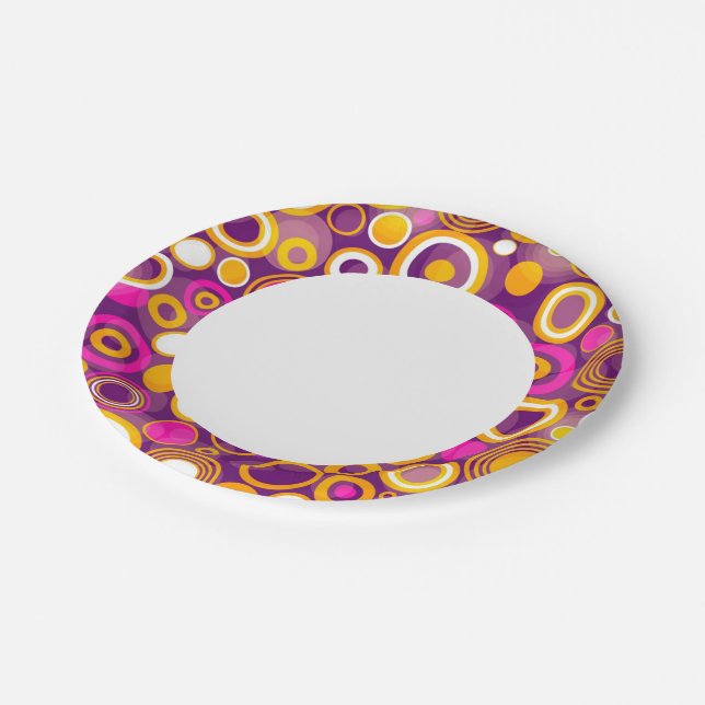 Violet Polka Dot Pattern Paper Plate (Angled)