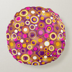 Violet Polka Dot Pattern Round Pillow