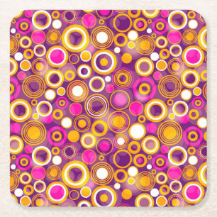 Violet Polka Dot Pattern Square Paper Coaster