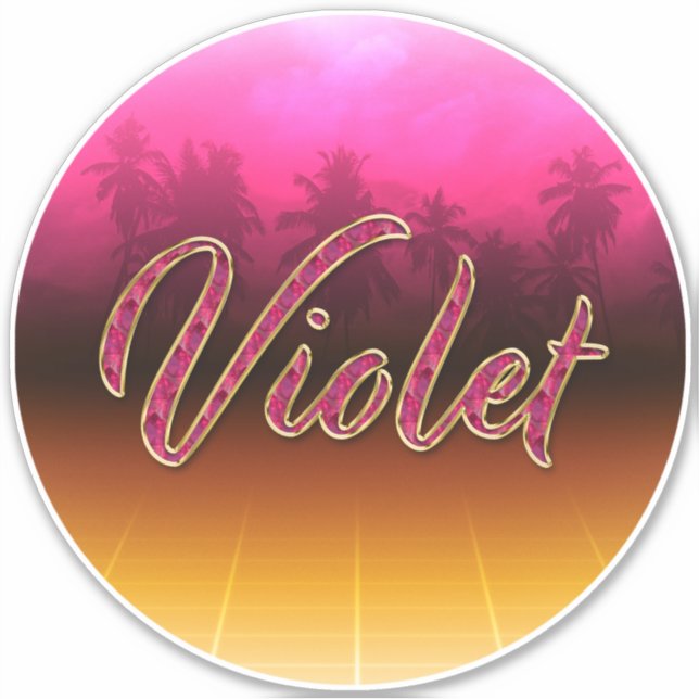 Violet Prénom Golden Pink Autocollants (Devant)