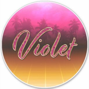 Violet prénom nom autocollant Sticker or rose