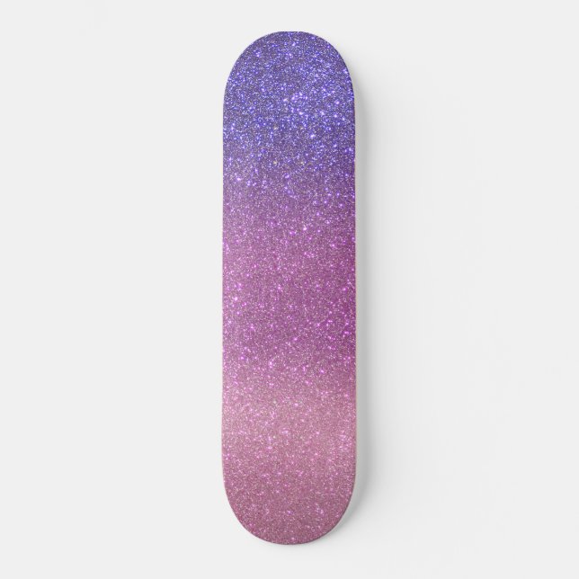 Violet Princess Blush Pink Triple Glitter Ombre Skateboard (Front)