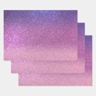 Violet Princess Blush Pink Triple Glitter Ombre Wrapping Paper Sheet