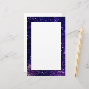 Violet purple abstract galaxy universe stationery