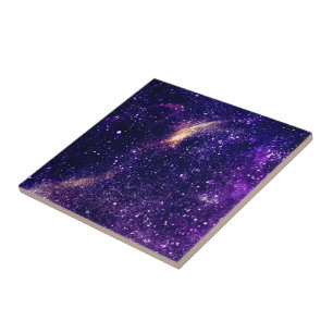 Violet purple abstract galaxy universe tile