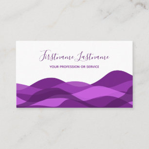 Violet purple abstract waves calligraphy business card