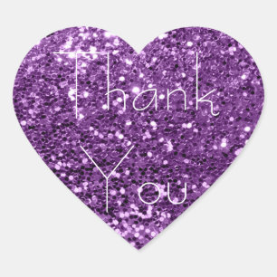Violet Purple AmethystGlitter Glam Thank You Spark Heart Sticker