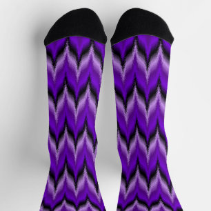 Violet Purple and Black Zig Zag Unisex Socks