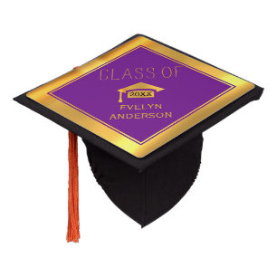 Violet purple and gold graduation Class of 2024 Cap Topper