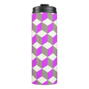Violet Purple And Grey Isometric Cube Pattern Thermal Tumbler