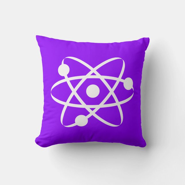 Violet Purple Atom Throw Pillow (Front)