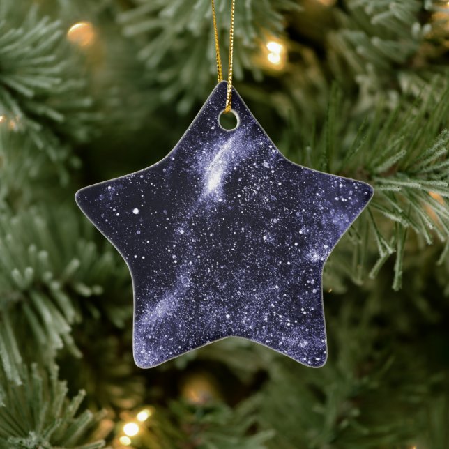 Violet purple black abstract galaxy ceramic ornament (Tree)