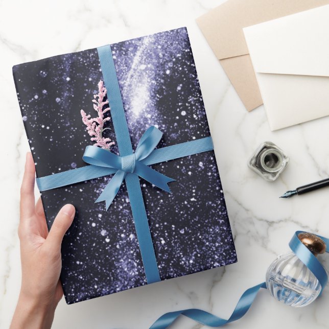 Violet purple black abstract galaxy wrapping paper (Gifting)