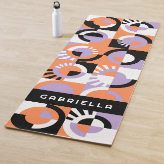 Violet Purple Black Orange Midcentury Art Pattern Yoga Mat