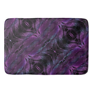 Violet Purple blue black feather texture abstract Bath Mat
