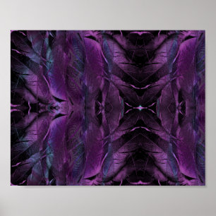 Violet Purple blue black feather texture abstract Poster