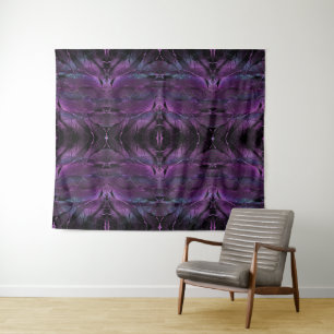 Violet Purple blue black feather texture abstract Tapestry