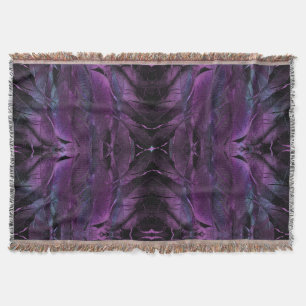 Violet Purple blue black feather texture abstract Throw Blanket