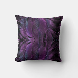 Violet Purple blue black feather texture abstract Throw Pillow